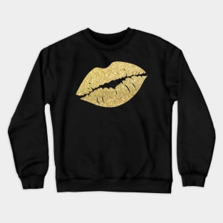 Gold Faux Glitter Lips Crewneck Sweatshirt